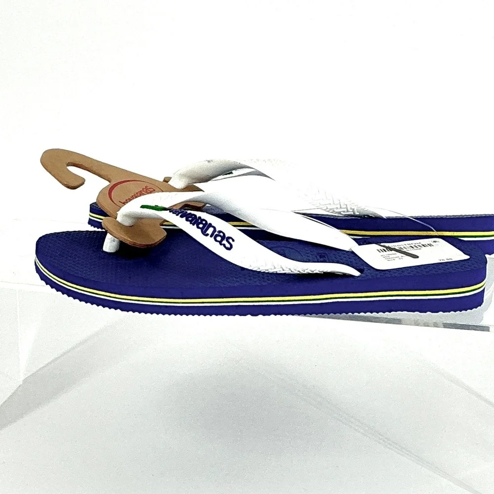 Havaianas Kids Size 31-32 US 2 Brasil Blue White Flip Flop Sandals Thong NEW $30